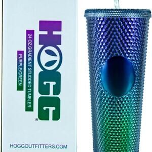 Hogg NIB  24oz Studded Tumbler with lid and straw, Customizable Purple Gradient